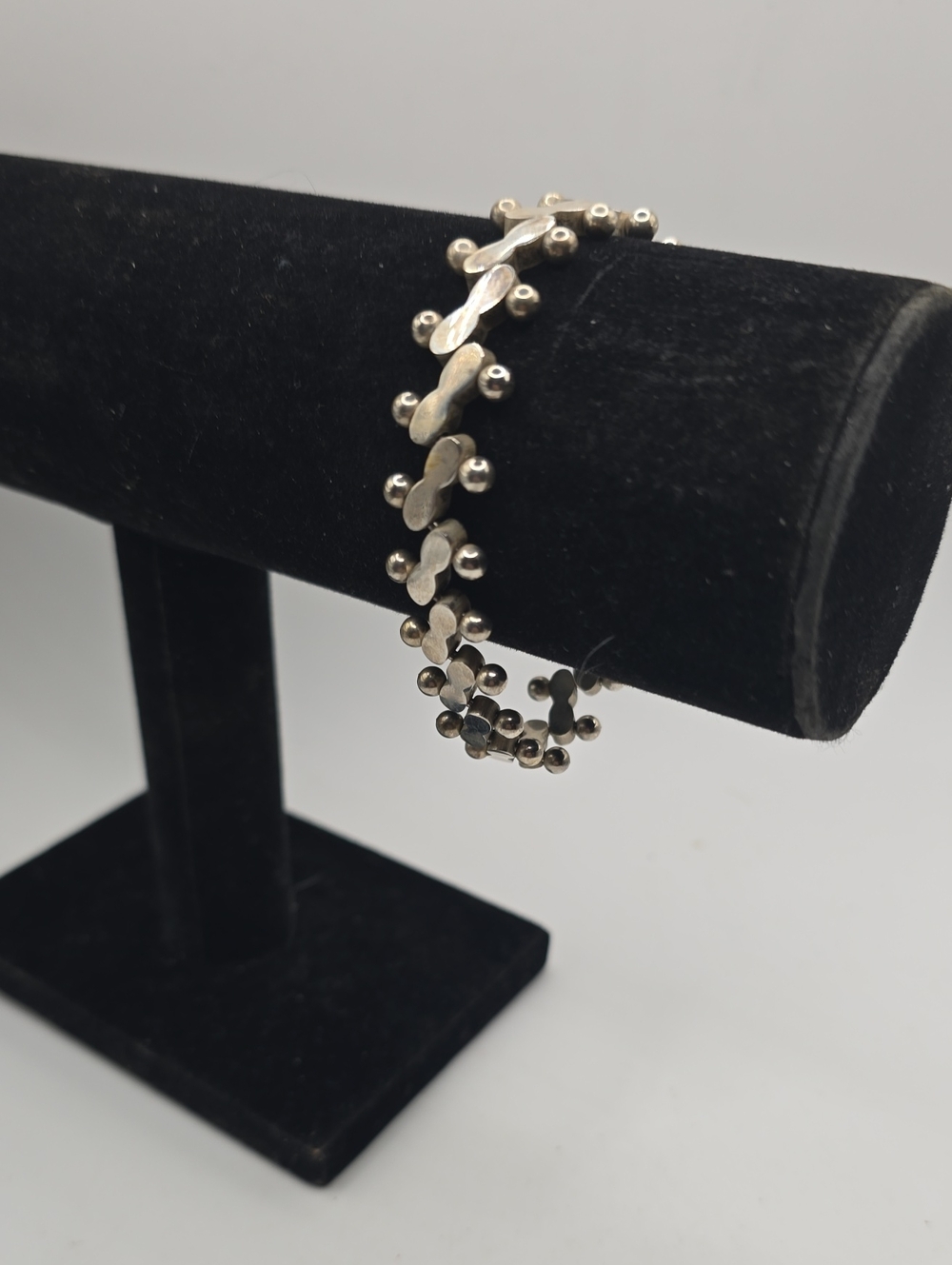 Mexican Sterling Silver Beaded Link Bracelet